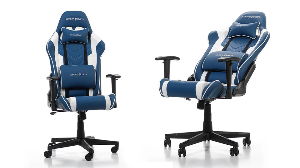 دیزاین و طراحی صندلی گیمینگ دی ایکس ریسر سری Prince مدل DXRacer P132 - Blue/White