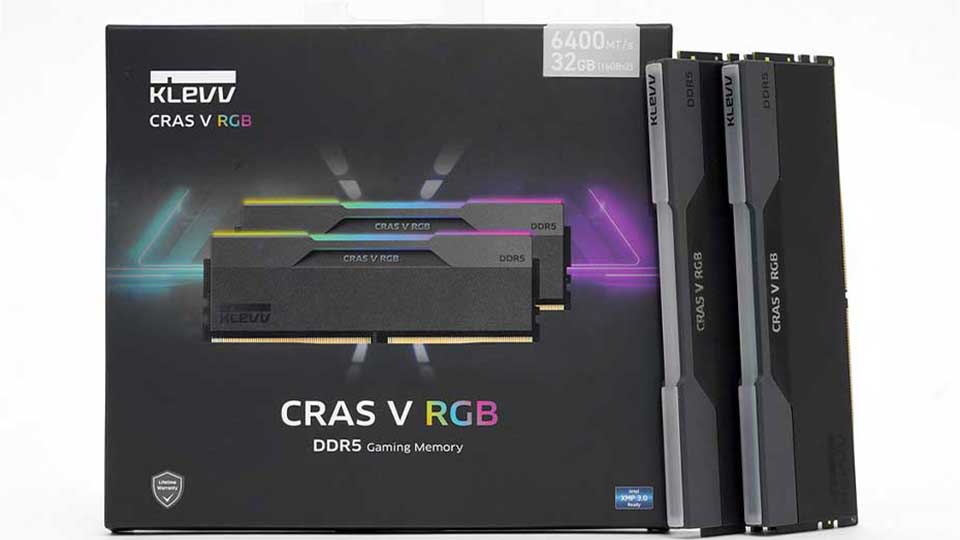 پهنای باند رم دسکتاپ DDR5 کلو 6400MHz مدل KLEVV CRAS V RGB ظرفیت 2×16 گیگابایت