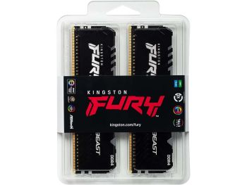 خرید بدون واسطه رم دسکتاپ DDR4 کینگستون 3200MHz مدل Kingston Fury Beast RGB ظرفیت 2×8 گیگابایت با گارانتی m.i.t group