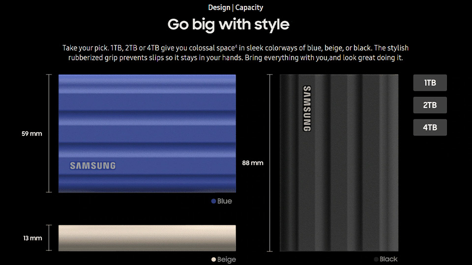 ویژگی‌های تخصصی اس اس دی اکسترنال سامسونگ مدل Samsung T7 Shield آبی ظرفیت 2 ترابایت