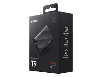 خرید آنلاین اس اس دی اکسترنال سامسونگ مدل Samsung T9 مشکی ظرفیت 1 ترابایت با گارانتی گروه ام آی تی