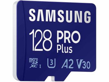 خرید بدون واسطه کارت حافظه MicroSDXC سامسونگ مدل Samsung PRO Plus UHS-I U3 A2 V30 ظرفیت 128 گیگابایت با گارانتی گروه ام آی تی
