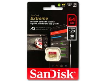 خرید آنلاین کارت حافظه MicroSDXC سن دیسک مدل SanDisk Extreme microSDXC UHS-I U3 A2 V30 ظرفیت 64 گیگابایت با گارانتی گروه ام آی تی