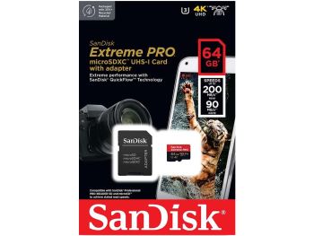 خرید آنلاین کارت حافظه MicroSDXC سن دیسک مدل SanDisk Extreme PRO microSDXC UHS-I U3 A2 V30 ظرفیت 64 گیگابایت با گارانتی گروه ام آی تی