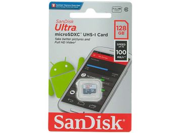 خرید آنلاین کارت حافظه MicroSDXC سن دیسک مدل SanDisk Ultra UHS-I ظرفیت 128 گیگابایت با گارانتی گروه ام آی تی