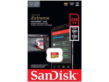 خرید آنلاین کارت حافظه MicroSDXC سن دیسک مدل SanDisk Extreme microSDXC UHS-I U3 A2 V30 ظرفیت 256 گیگابایت با گارانتی گروه ام آی تی
