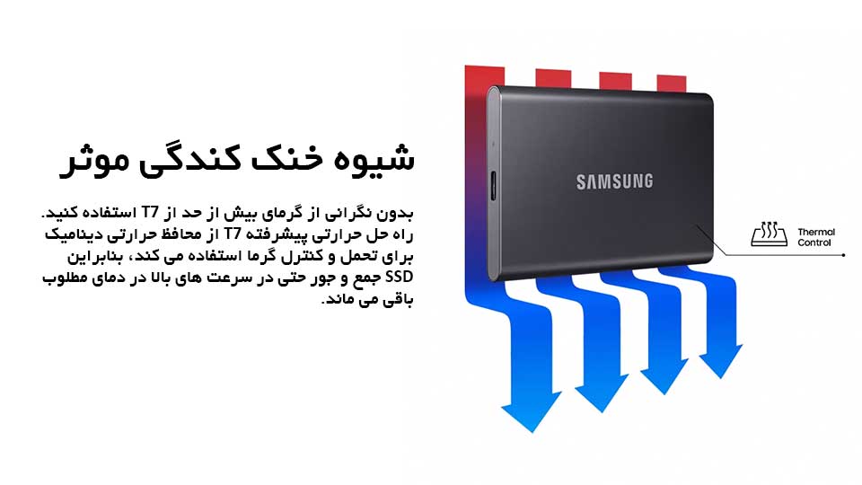 امکانات اس اس دی اکسترنال سامسونگ مدل Samsung T7 قرمز ظرفیت 500 گیگابایت